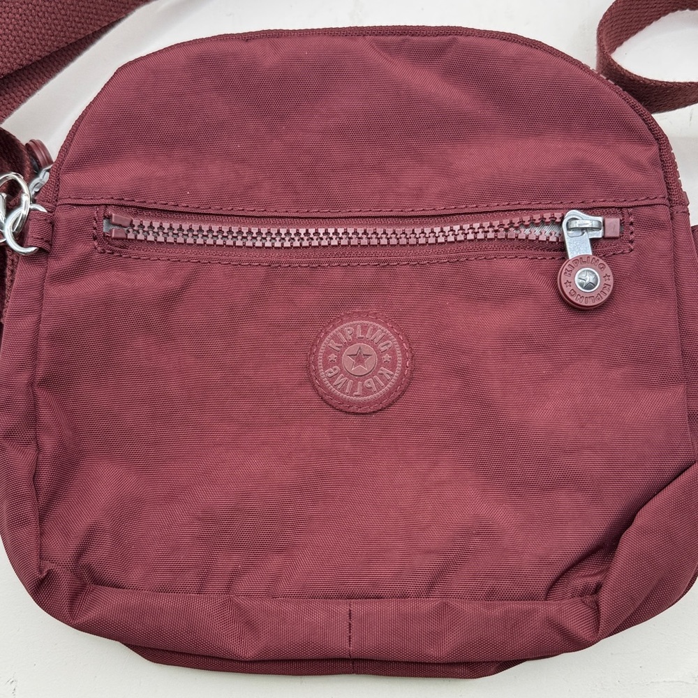 Kipling Keefe Gerty Crossbody Bag Purse Red Purple Maroon - Picture 2 of 15